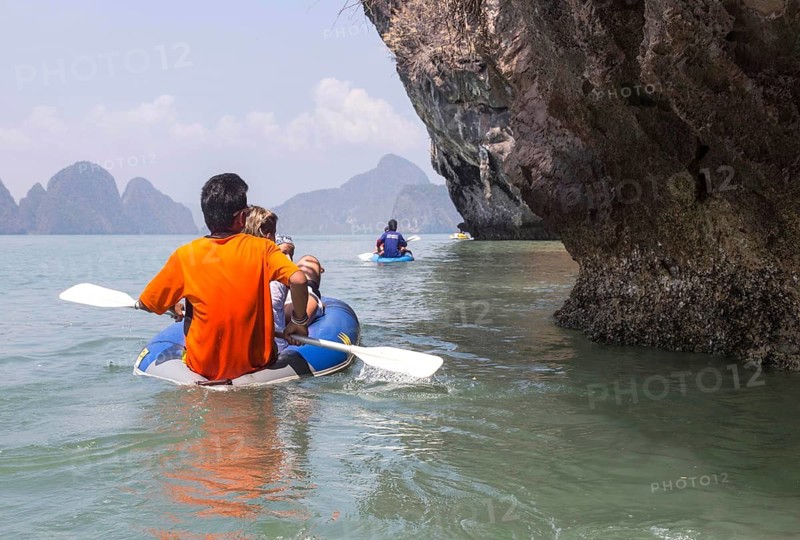 Phang Nga National Park, Thailand, 06.02.2014 JE - Kayaks drive tourists through lagoons in Phang Nga National Park, Thailand, Phang Nga National Park, Thailand