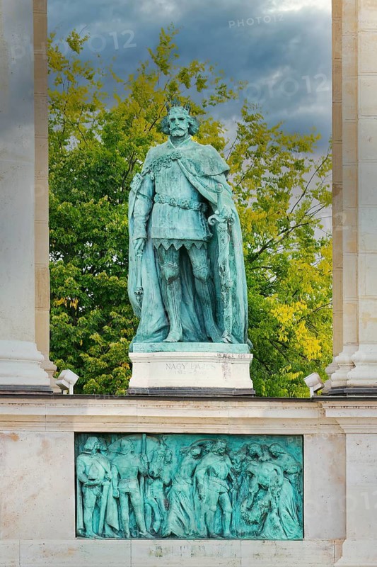 Heroes' Square, Hungarian leader Statue in the Millenium Monument, Budapest, Hungary