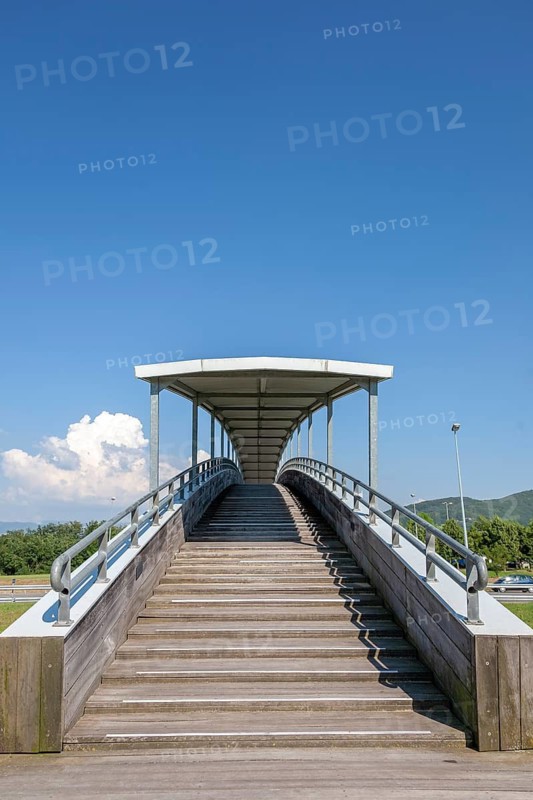 Pedestrian bridge over a motorway