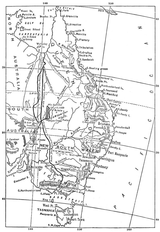 Map of the Burke and Wills expedition, Australia, 1860