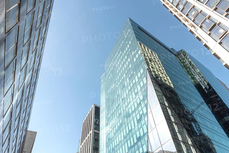 Modern high rise glass fronted British architecture, a business district on the south bank of the River Thames in London, capital city of the United Kingdom