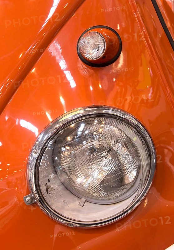 The front end of a Volkswagen bus with indicators and headlights. Techno Classica is the trade fair for vintage, classic and prestige cars, motorsport, motorbikes, spare parts and restoration, Essen, 27 March 2014, Essen, North Rhine-Westphalia, Germany