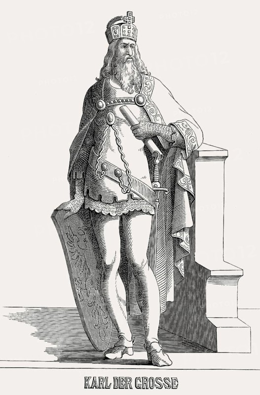 Charlemagne, Charles the Great or Carolus Magnus, 747-814, King of the Franks and Emperor of the Romans, Carolingian dynasty