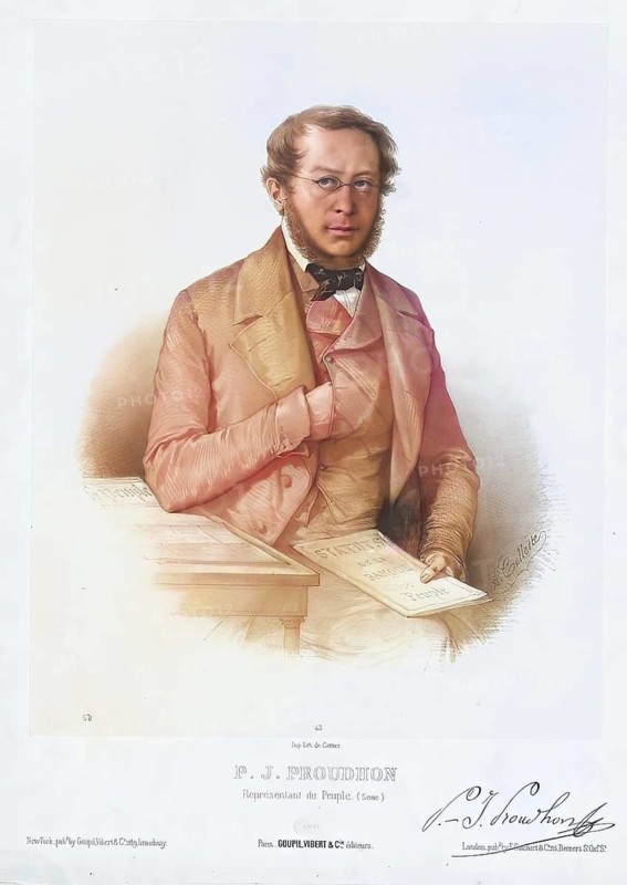 Pierre-Joseph Proudhon (1809-1865) was a French journalist, philosopher and politician, Historical, digitally restored reproduction from a 19th century original, Record date not stated