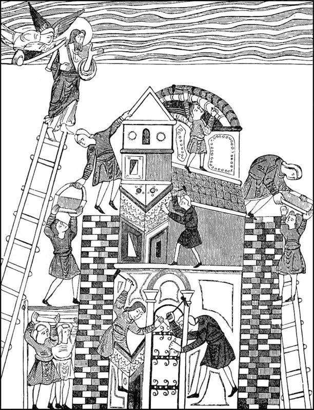 The Tower of Babel, from an illustrated Anglo Saxon manuscript of Ælfric of Eynsham, c. 955 – c. 1010, an English abbot