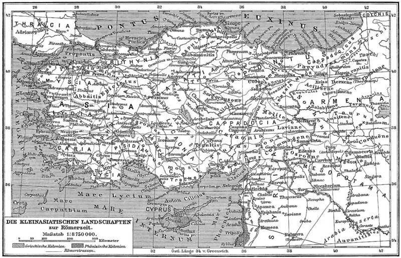 Ancient Map of Asia Minor or Anatolia