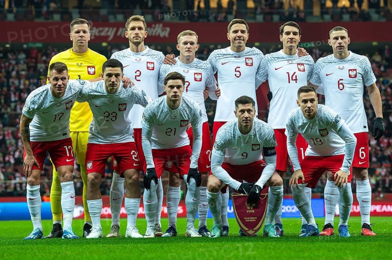 WARSAW, POLAND - NOVEMBER 17, 2023: Qualifications for UEFA Euro 2024. Match Poland - Czech Republic 1:1. Team of Poland
