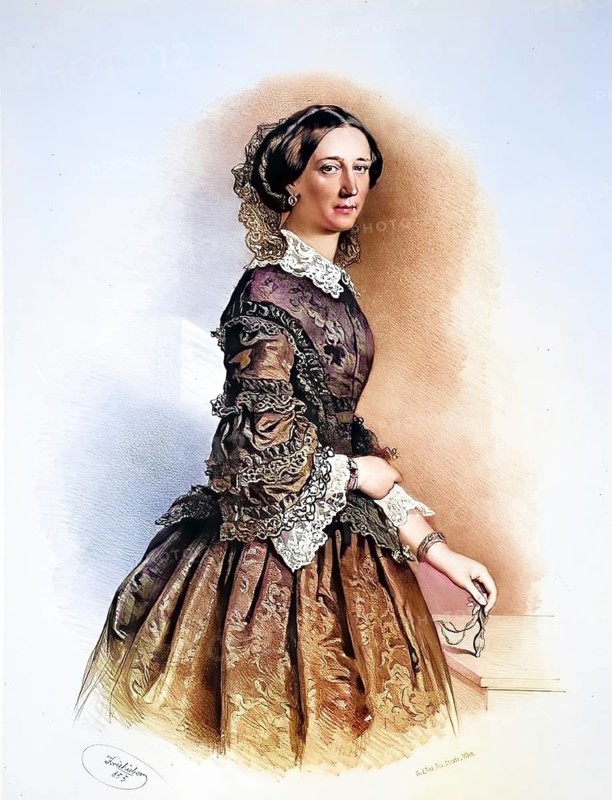 Isabella Freiin Trenck von Tonder, née Hammer-Purgstall (1819-1872), woman of the industrialist Heinrich Trenck von Tonder (1812-1887), Historical, digitally restored reproduction from a 19th century original, Record date not stated