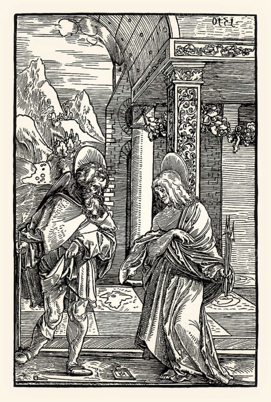 Saint Roche and Saint Sebastian, by Hans Schäufelin, woodcut, 1510