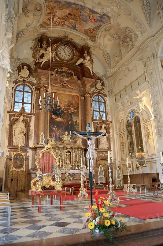 Benediktbeuern Abbey, former Benedictine Abbey, today a branch of the Salesians of Don Bosco, choir room of the monastery church of St. Benedikt, Bad Tölz-Wolfratshausen district, Upper Bavaria, Bavaria, Germany