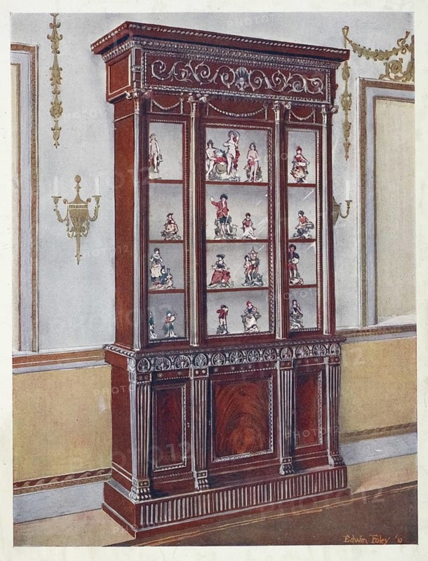Furniture around the turn of the century 1900, Carved mahogany china cases (1910, 1911), Carved mahogany china cases (1910, 1911) .jpg