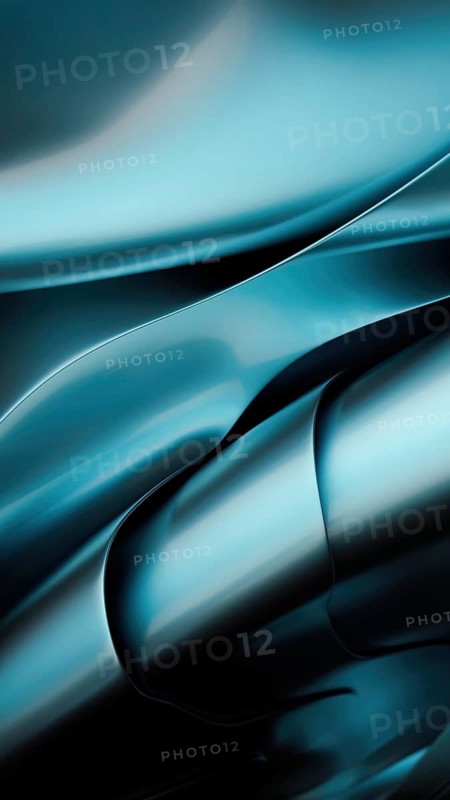 This image features abstract metallic blue curves forming a sleek, elegant design. Smooth surfaces and shades of blue convey a sense of modernity and sophistication