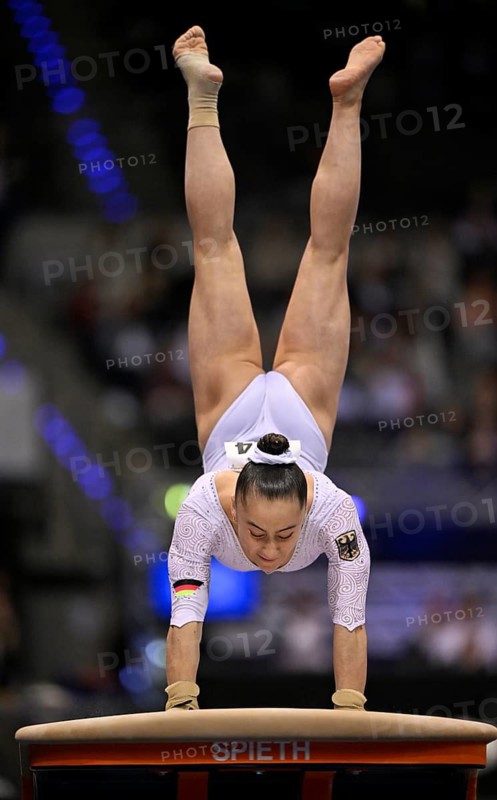 Madita Mayr GER Vault Action Gymnastics, EnBW DTB-Pokal, Porsche-Arena, Stuttgart, Baden-Württemberg, Germany