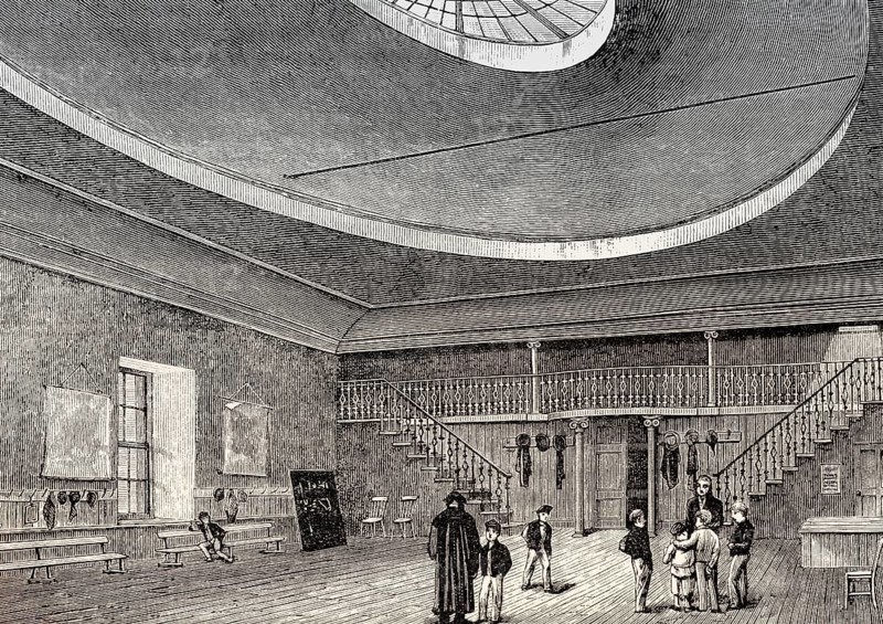 Interior view of St Cecilia's Hall as school, Edinburgh, Scotland, 19th century
