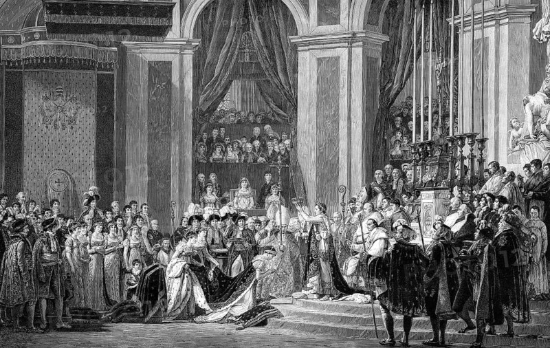Pope Pius VII at the Coronation of Napoleon I., Kaiserkrönung Napoleons I. in der Kathedrale Notre Dame de Paris durch Papst Pius VII.