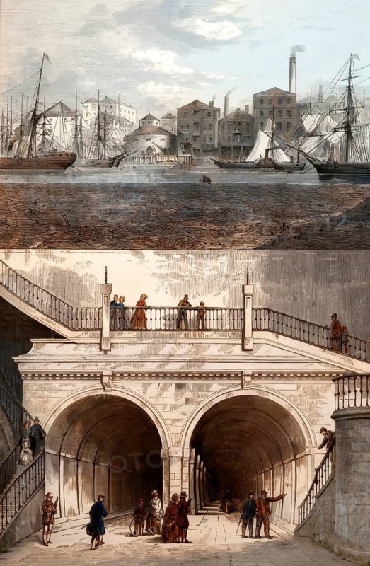 The Tower Subway in 1870, a tunnel beneath the River Thames in central London, England, United Kingdom