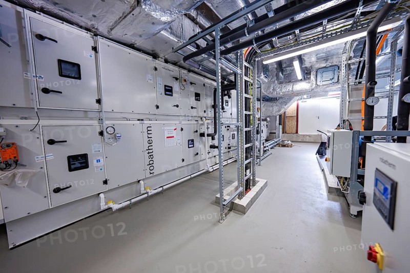 Industrial technical room with ventilation units and modern technical equipment, ventilation system, technical room, Calw, Germany