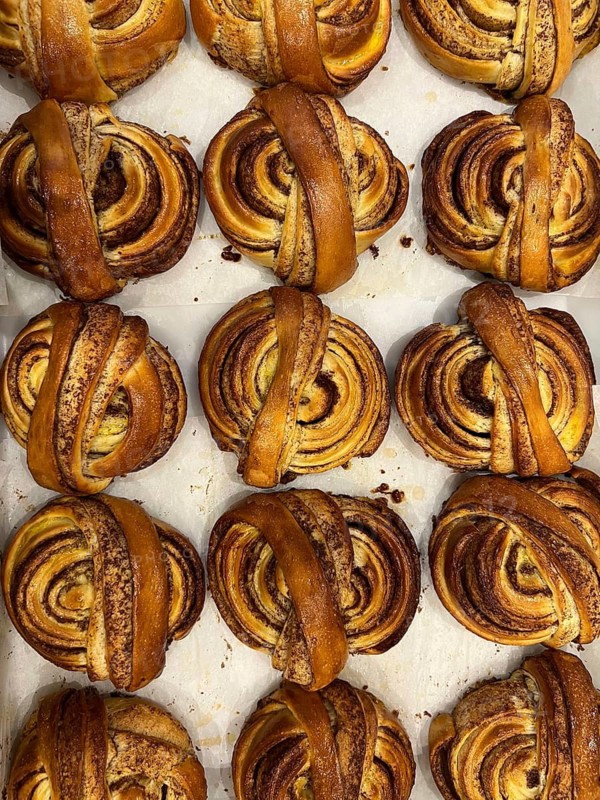 Freshly baked cardamom snails, Vienna, Austria