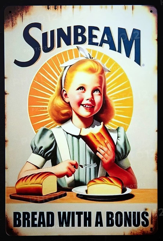 Sign, signs, tin signs, advertising signs, advertisement, nostalgia, old, old advertising signs, product advertising, company logo, company, trademark, collection, Sunbeam, Butterbnrot, toast, child, nostalgic, nostalgic, Lower Saxony, Federal Republic of Germany
