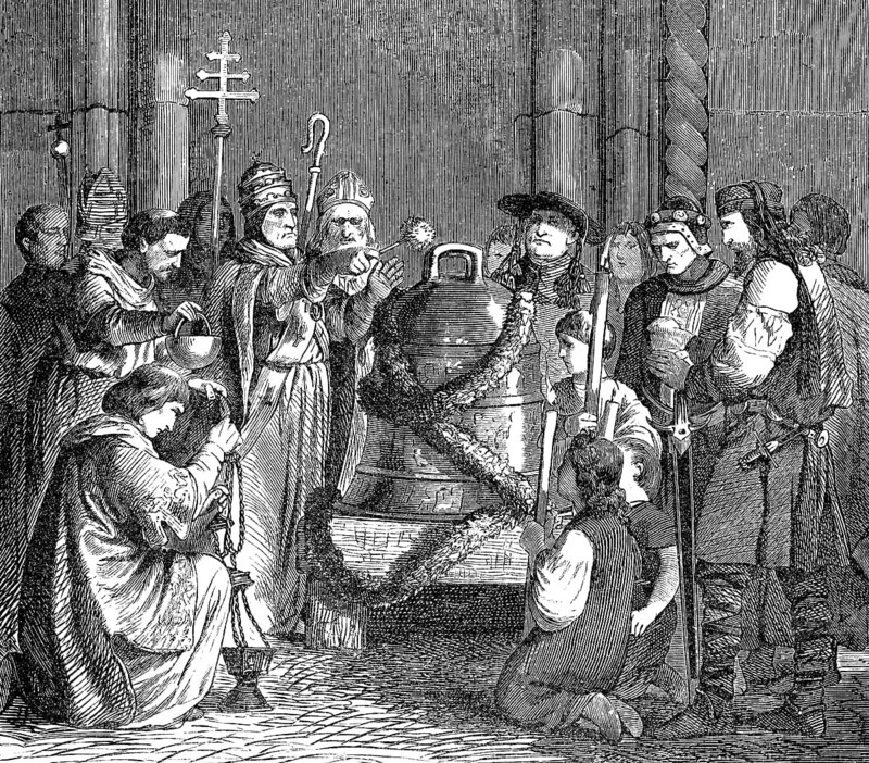 Pope John XIII blessing a bell, Pope from 1 October 965 to his death in 972