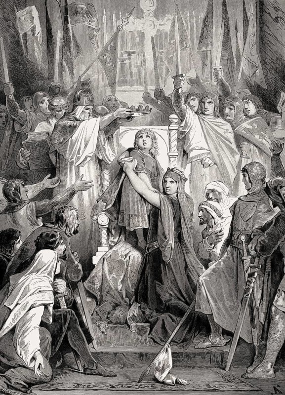 Coronation of Frederick II, 1194-1250, King of Sicily, German Holy Roman Emperor, dome of Palermo, Sicily, Italy