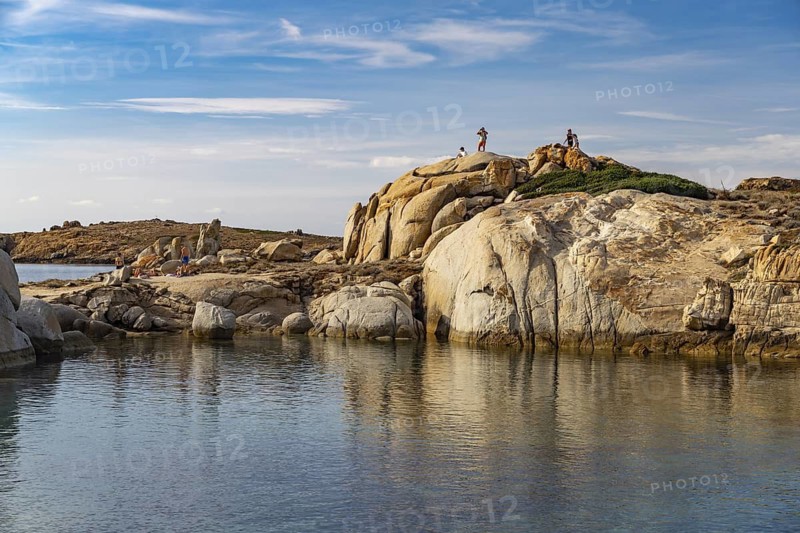 Rocks at Plage du Rocher beach at Punta di Spanu near Lumio, Corsica, France