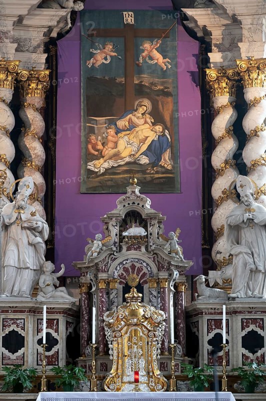 Lenten cloth, 18th century, in the Neustift monastery, Stiftstr. 1, Vahrn near Brixen, South Tyrol, Northern Italy