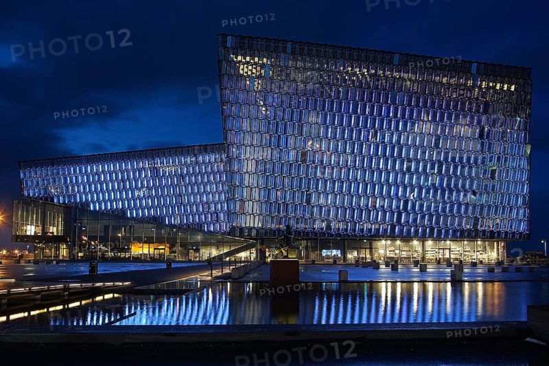 Iceland, the Harpa building at night, concert hall, conference house, Europe, Reykjavik