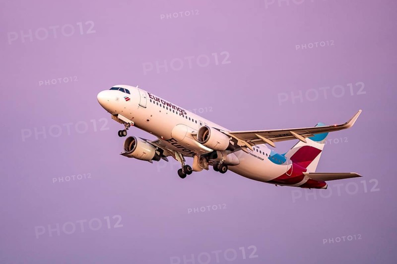 Eurowings Airbus A320-214 taking off from Cologne-Bonn Airport, CGN, North Rhine-Westphalia, Germany