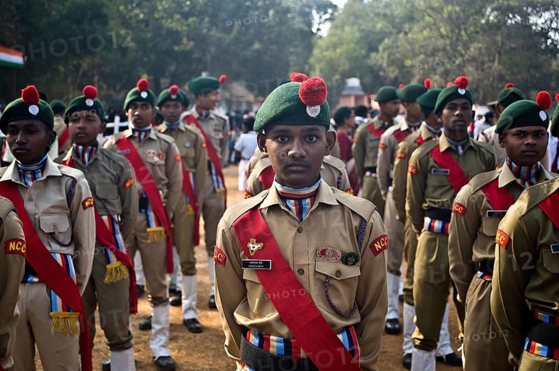 Youth belonging to the National Cadet Corps (NCC) are participating in the Republic Day (Odisha, India) . The NCC is the youth wing of the Indian Armed Forces