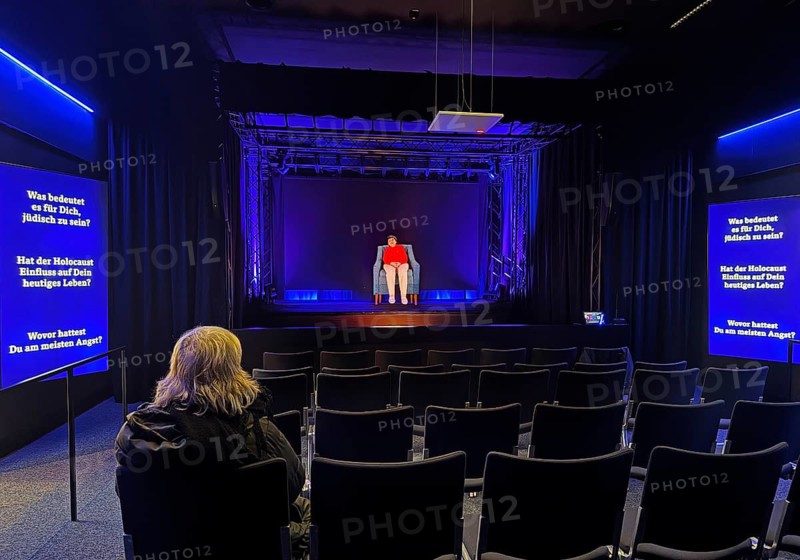 Hologram Theater Holo-Voices, communication with the eyewitness hologram by Inge Auerbacher, concentration camp survivors of the Holocaust, Zeche Zollverein, Essen, Germany