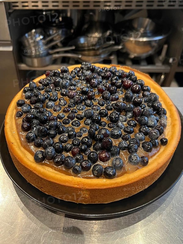 Freshly baked blueberry and caramel cheesecake, Vienna, Austria