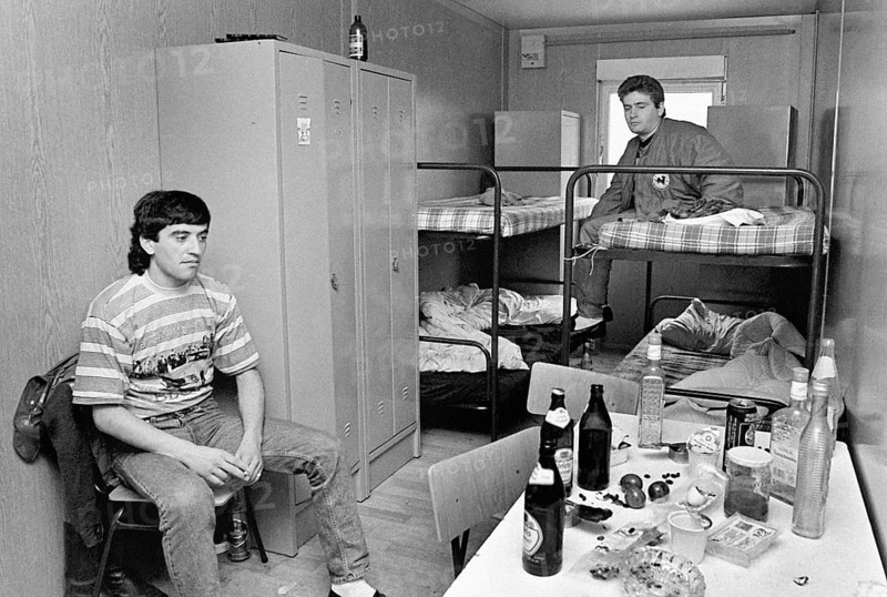 Wuppertal, DEU - 15.07.1991 - Albanian refugees in an asylum shelter, Wuppertal, Germany