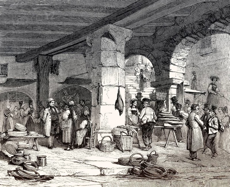 Marktplatz in Luzern, einer Stadt in der Zentralschweiz, Europa, 19. Jahrhundert