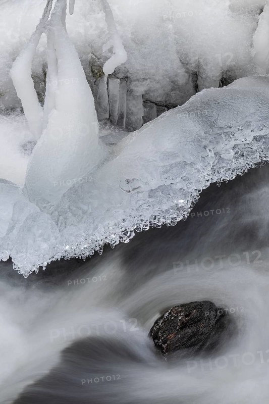 Ice formations on a flowing stream, Alvdal, Hedamrk, Innlandet, Norway, November 2025