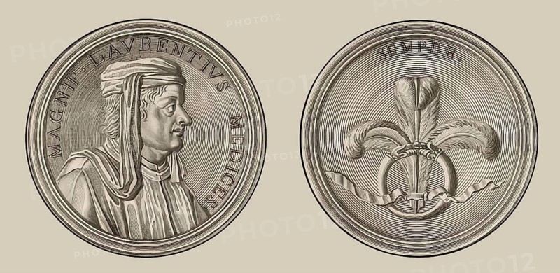 Medal of Lorenzo I de Medici, or Lorenzo the Magnificent, 1449, 1492, an Italian politician and town lord of Florence