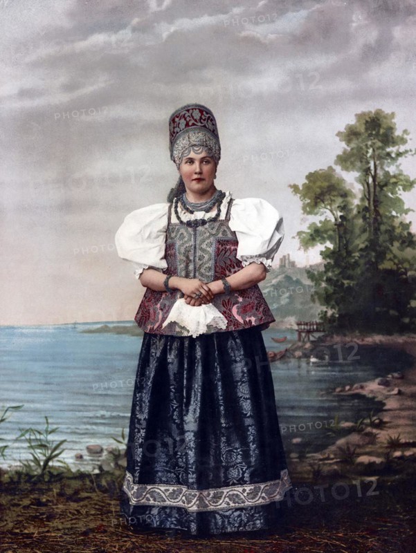 Peasant woman from the Arkhangel region, Russia, around 1890, Historical, digitally restored reproduction from a 19th century model