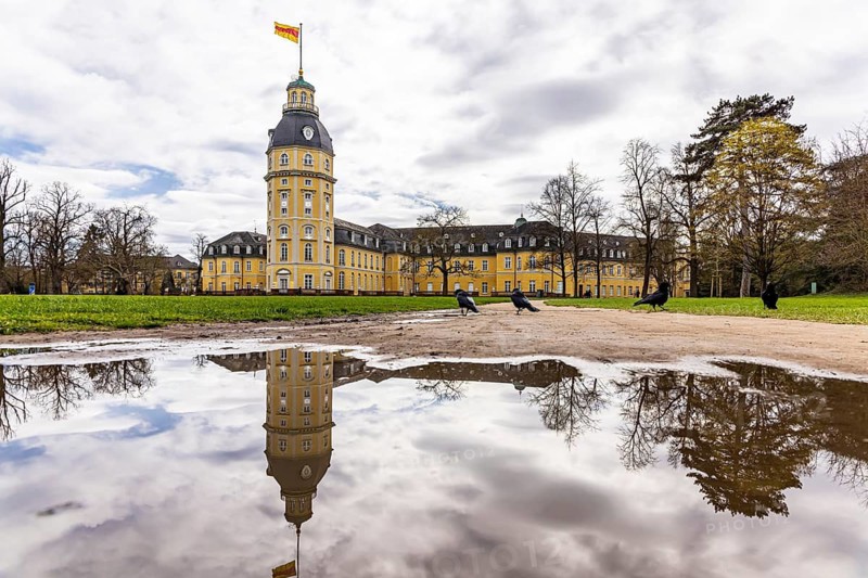 Karlsruhe Palace, former residence of the Margraves and Grand Dukes of Baden. Karlsruhe, Baden-Württemberg, Germany