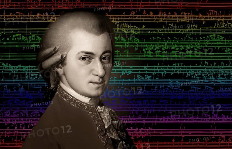 Wolfgang Amadeus Mozart, 1756 – 1791, composer of classical music, First Viennese School, notesheet from Allegro and Andante, Fantasy in F minor for mechanical organ, KV 608, 1791, digitally edited