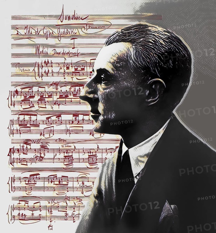 Joseph Maurice Ravel, 1875 – 1937, French composer, pianist and conductor, leading musician in Impressionism, 1925, sheet music from Sonatine, premier mouvement, 1905, digitally edited