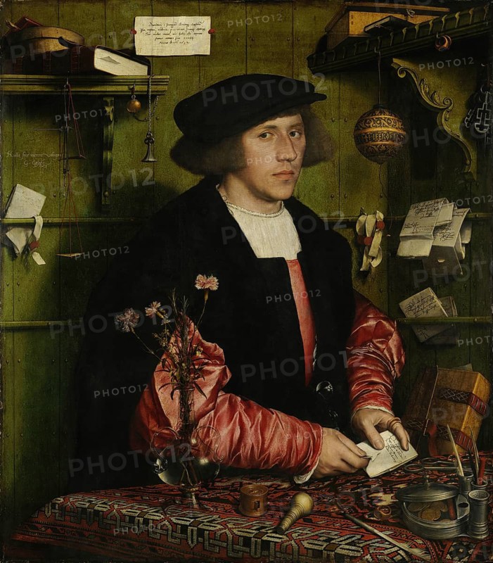 Portrait of Georg Giese, also known as Gisze, (2 April 1497 - 3 February 1562), a merchant who worked for the Cologne Hanseatic branch of the Hanseatic League in London from 1522, authentic reproduction of a work of art, painting, drawing by Hans Holbein the Elder (born 1465 in Augsburg, died 1524 in Basel or Isenheim), German Renaissance painter, historical