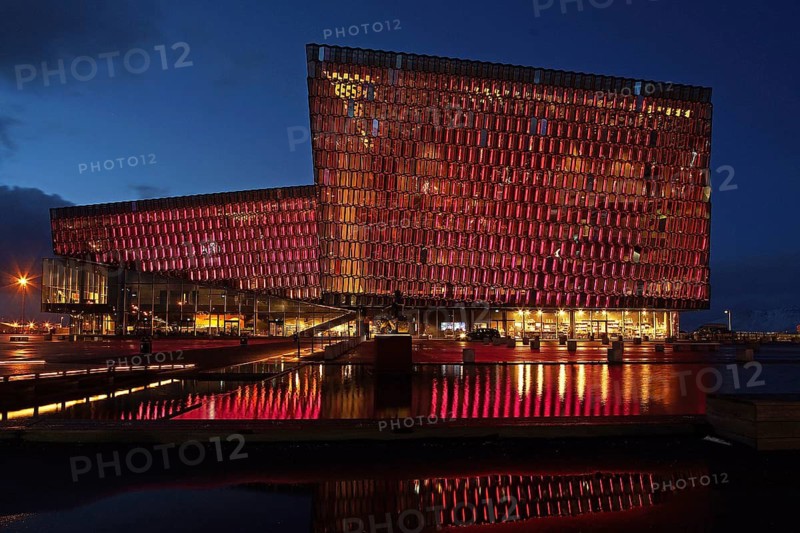 Iceland, the Harpa building at night, concert hall, conference house, Europe, Reykjavik