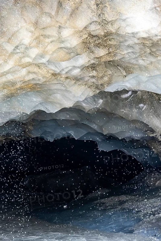 Meltwater at a glacier cave, underground glacier stream, Castner Glacier, Delta Range, Alaska Range, Richardson Highway, Alaska, USA