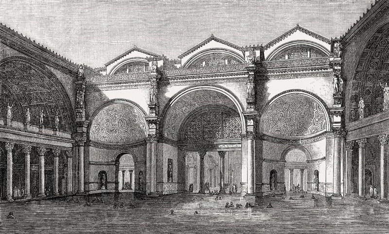 The Baths of Caracalla in ancient Rome, Italy, Reconstruction