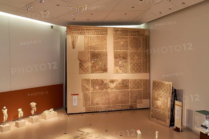 Archaeological exhibition with ancient mosaics and sculptures, steeped in history, Patras Archaeological Museum, Patras, Peloponnese, Greece