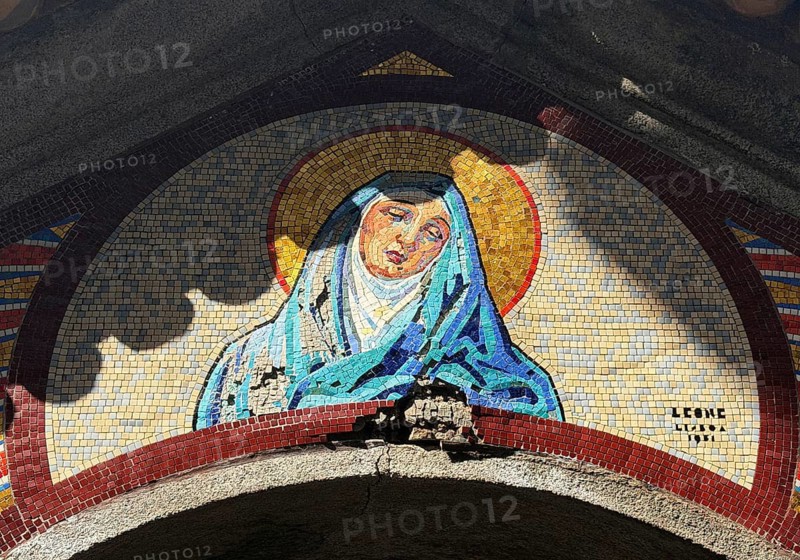 Cemitério da Lapa, Lapa cemetery, detail of a mosaic, European Cemetery Route, Association of Significant Cemeteries of Europe, abbreviated ASCE, Porto, Portugal