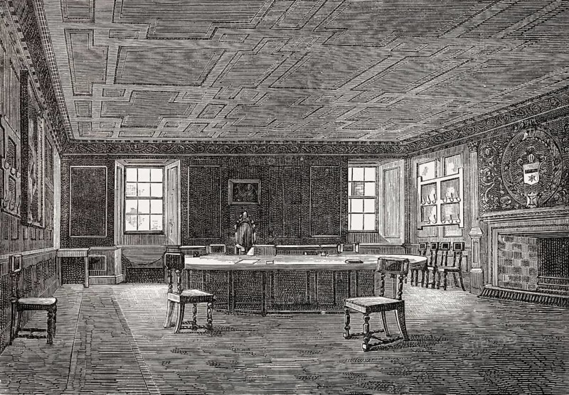The council room of George Heriot's Hospital, Edinburgh, Scotland, 19th century