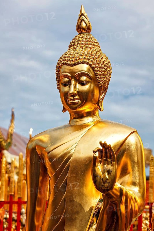 Golden plated Buddha statue in Wat Phra That Doi Suthep, Chiang Mai, Thailand