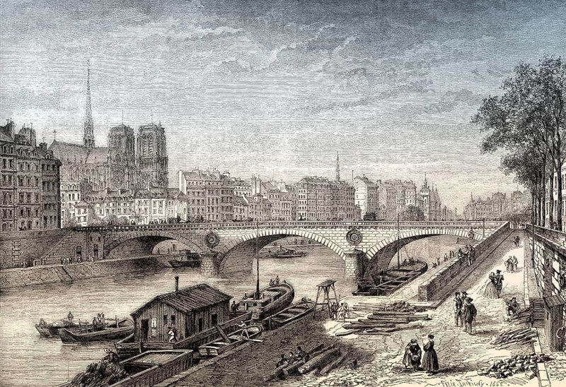 The Pont Louis-Philippe, a bridge across the River Seine in Paris, France, 19th century
