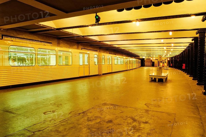 Historical photo of a subway station in Berlin, possibly Alexanderplatz, 1990, Germany